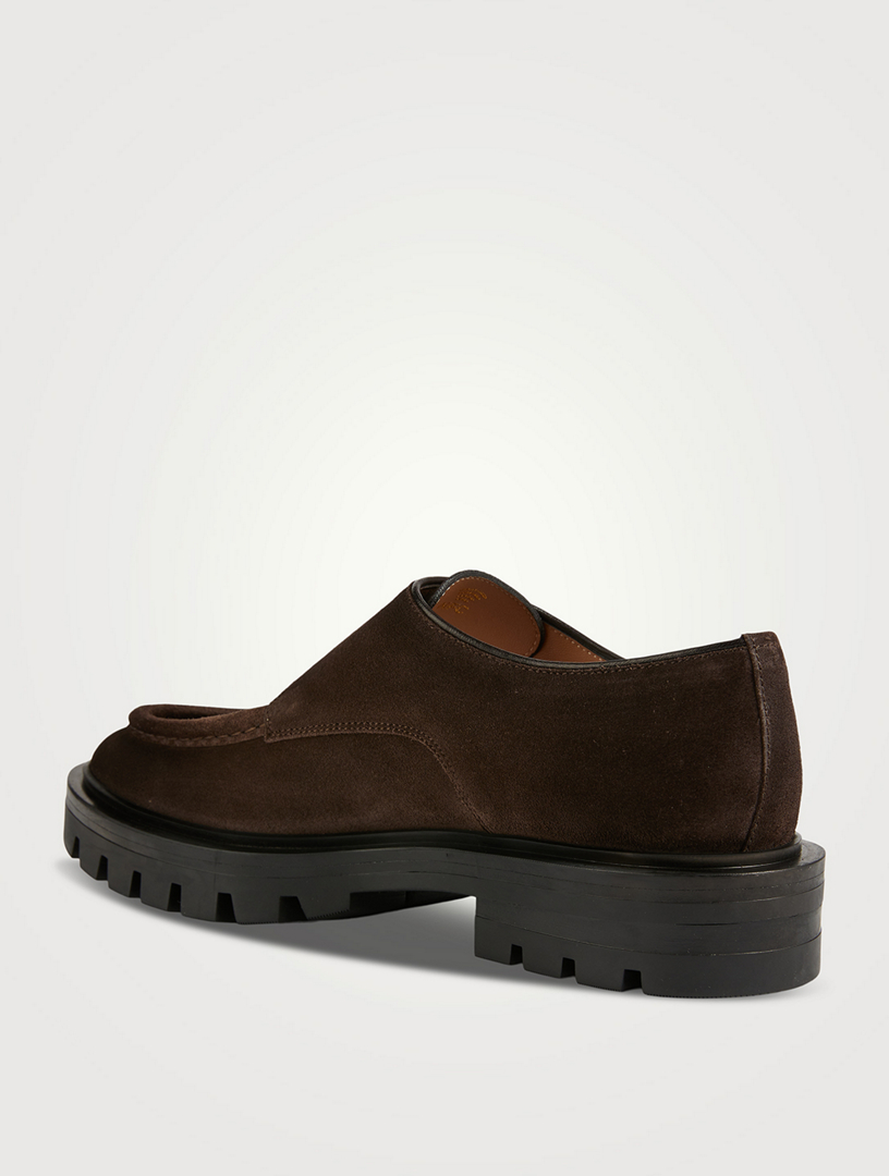 Suede Monk-Strap Loafers