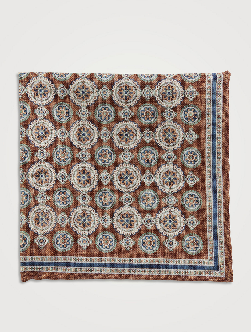 Selby Silk Pocket Square In Geo Print