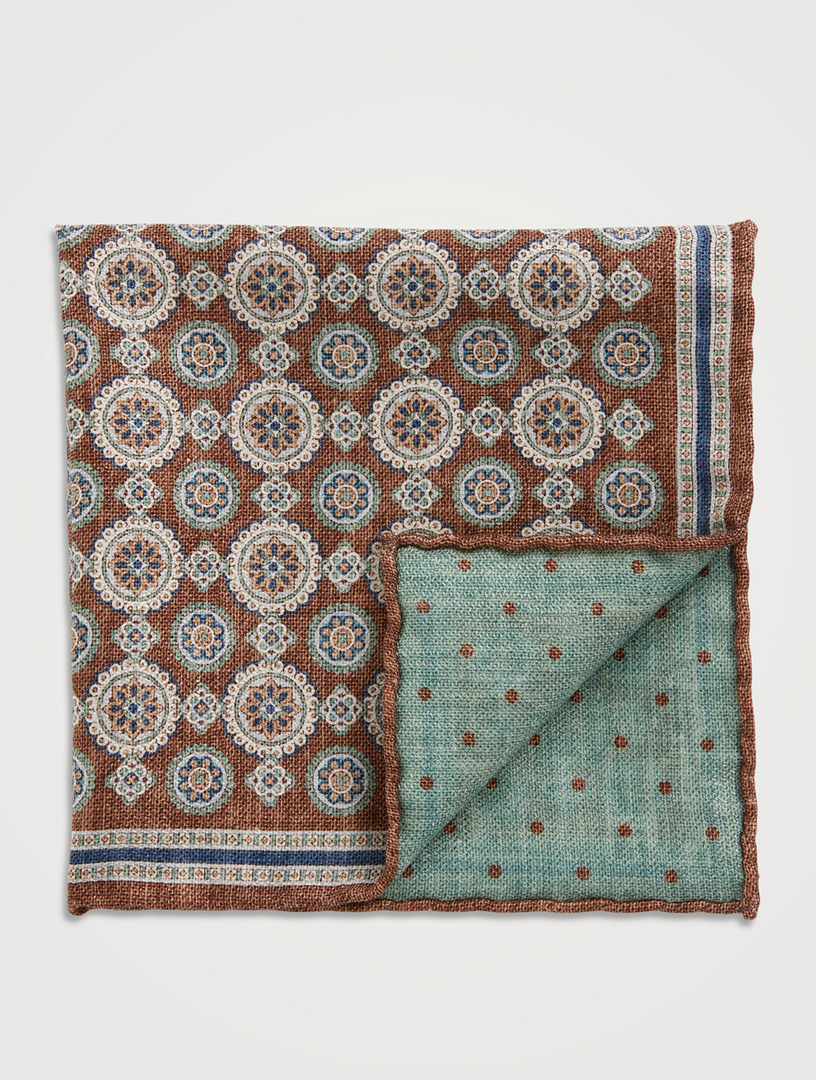 Selby Silk Pocket Square In Geo Print