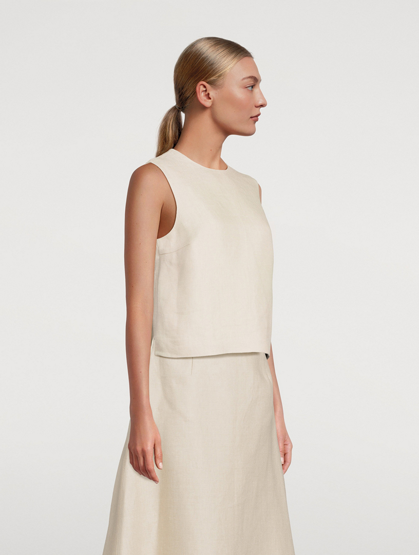 Basket-Weave Linen Shell
