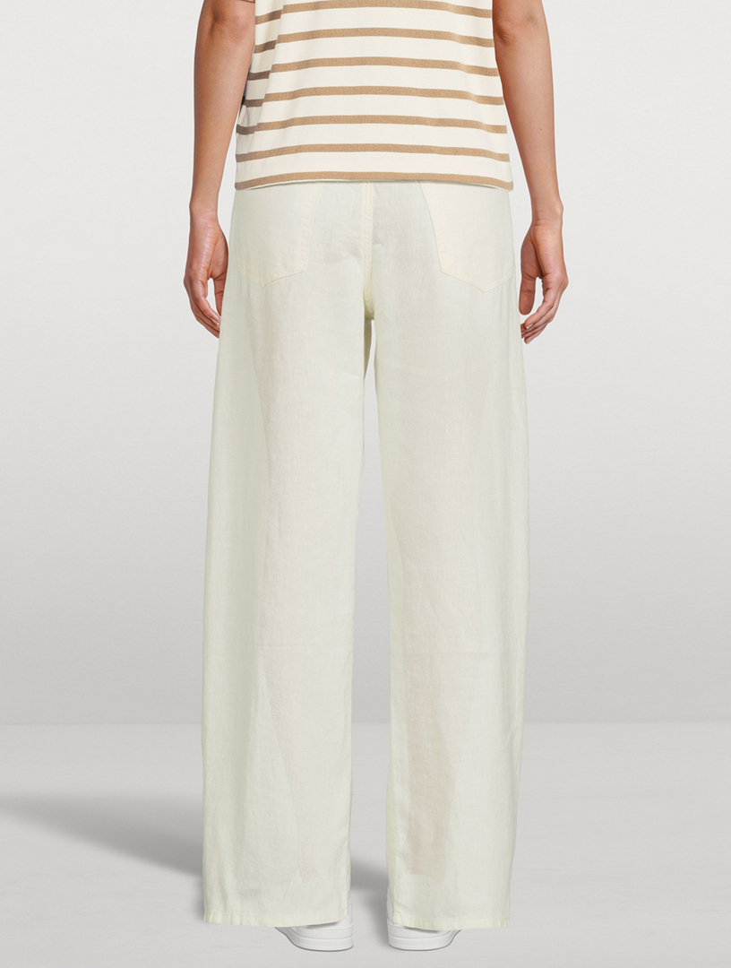 Brynn Drawstring Wide-Leg Linen Trousers