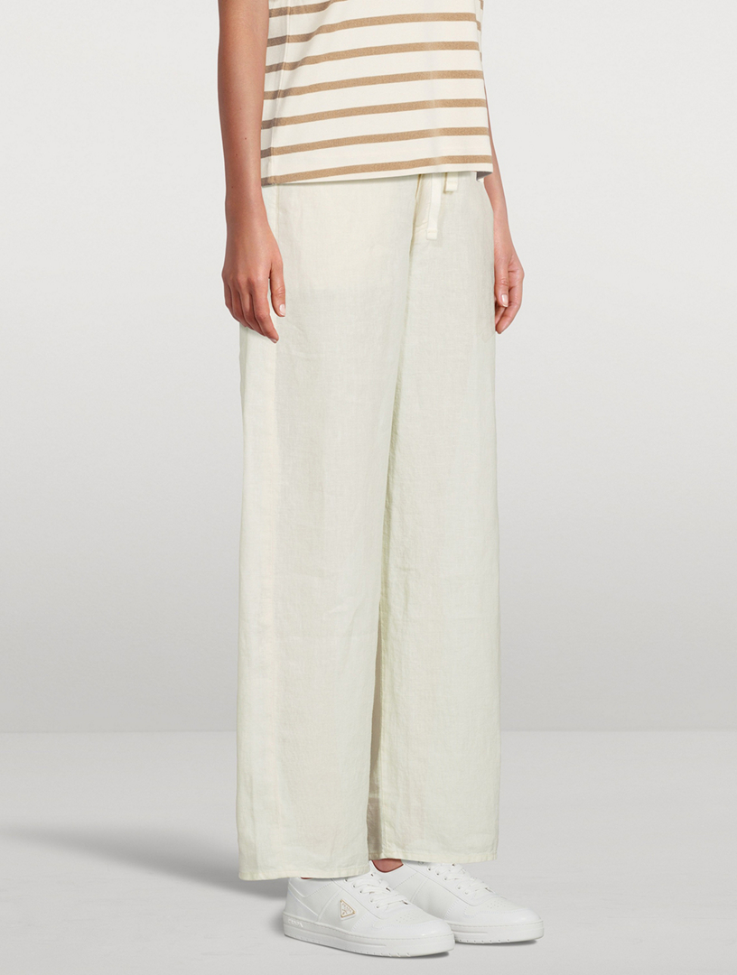 Brynn Drawstring Wide-Leg Linen Trousers