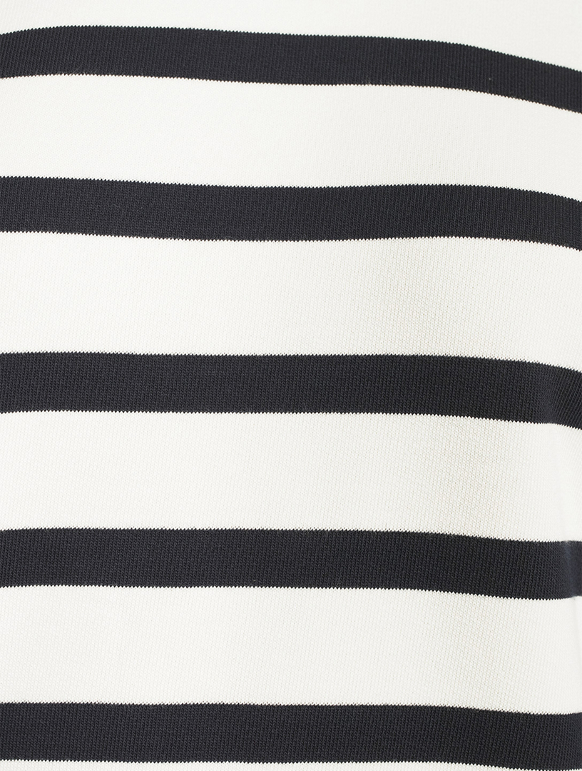 Button-Trimmed Sweatshirt Stripe Print