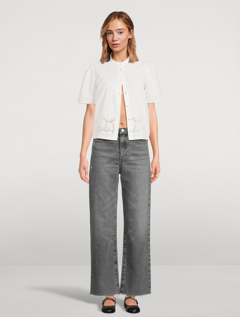 Le Jane Ankle Raw Fray Wide-Leg Jeans