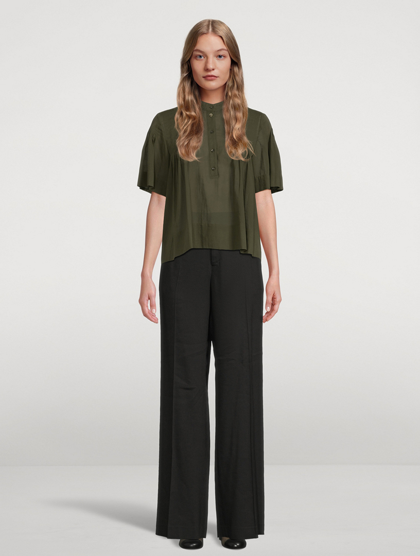 Stretch High-Rise Wide-Leg Pants