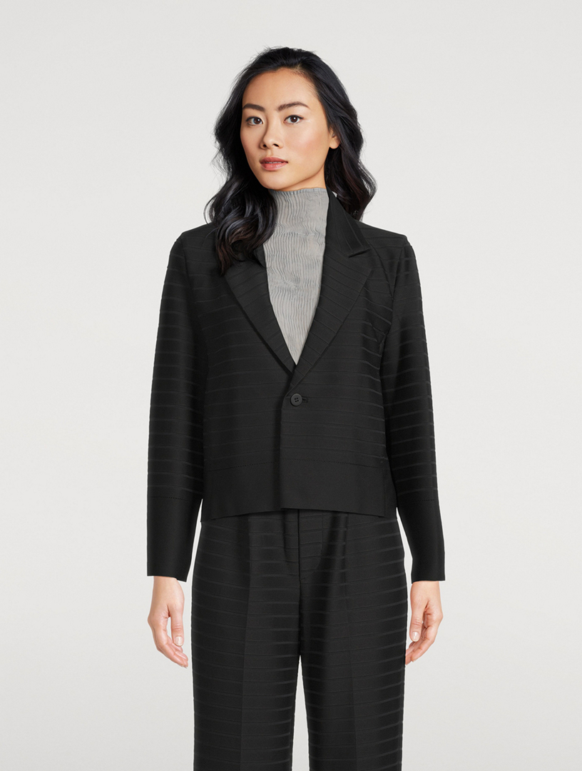 Wide Stripe Knit Blazer