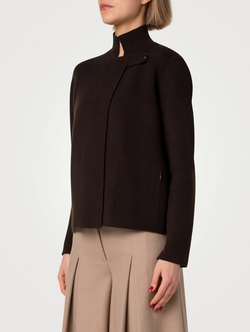 Cashmere Wool Double-Face Reversible Cardigan