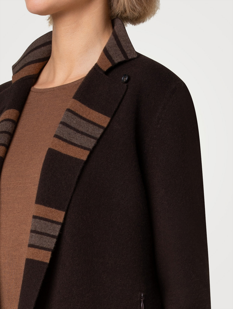 Cashmere Wool Double-Face Reversible Cardigan