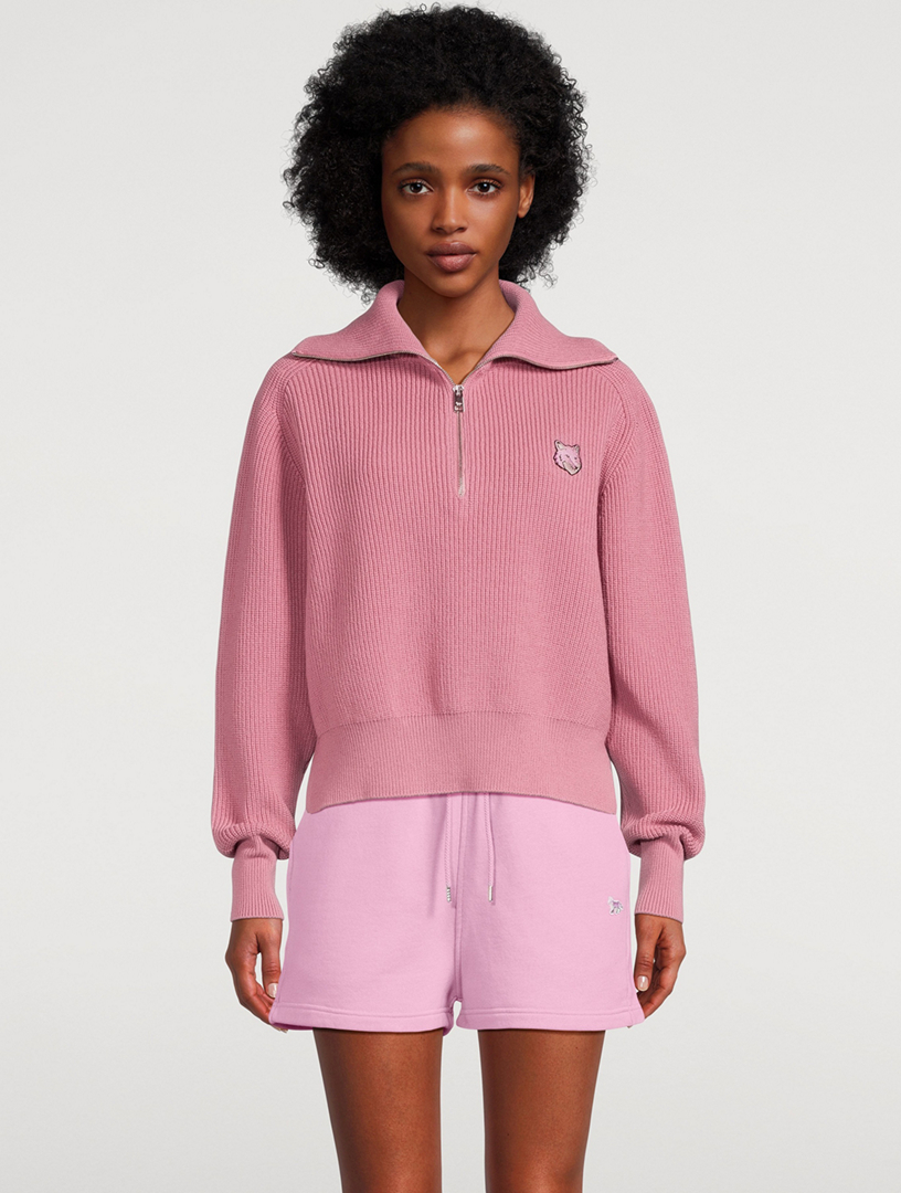 MAISON KITSUNÉ Bold Fox Head Half-Zip Sweater | Holt Renfrew