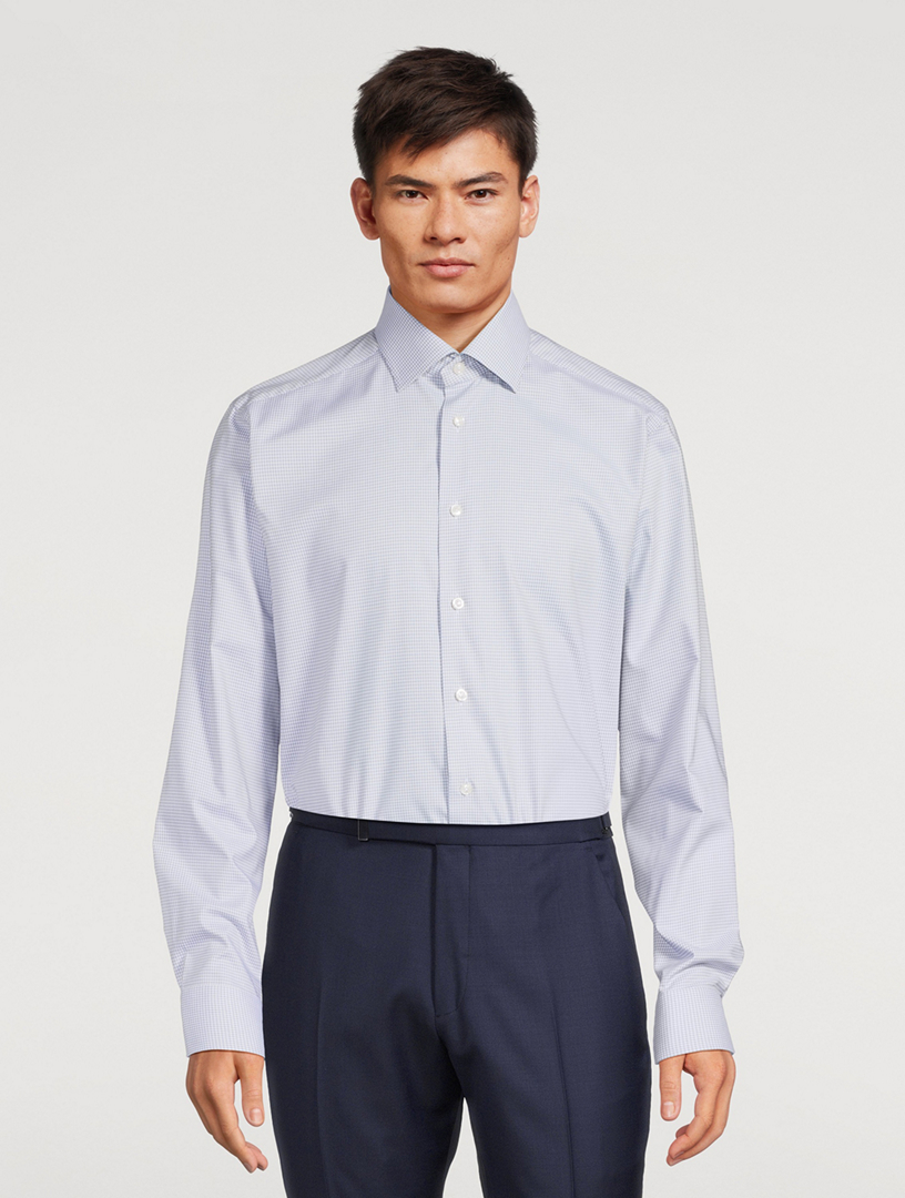 Slim Fit Micro Check Cotton Tencel™ Shirt