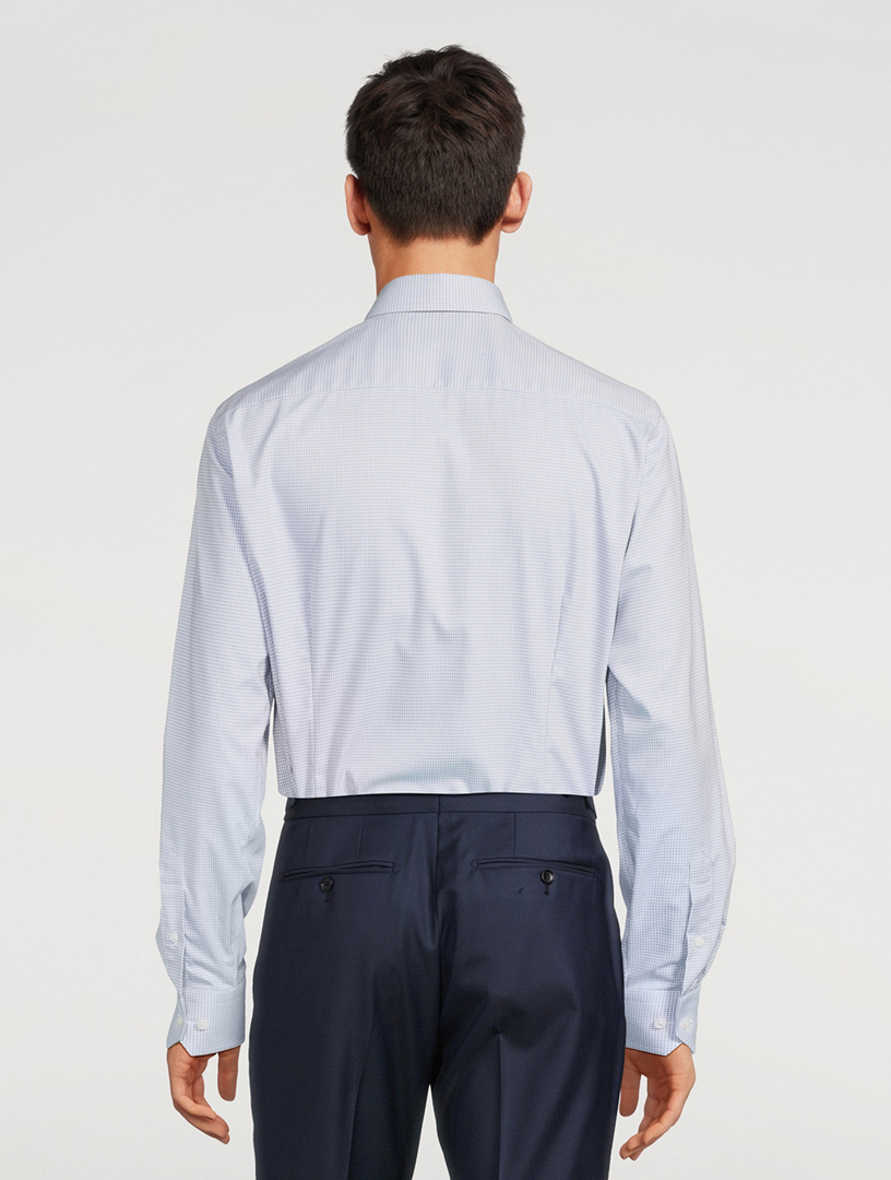 Slim Fit Micro Check Cotton Tencel™ Shirt