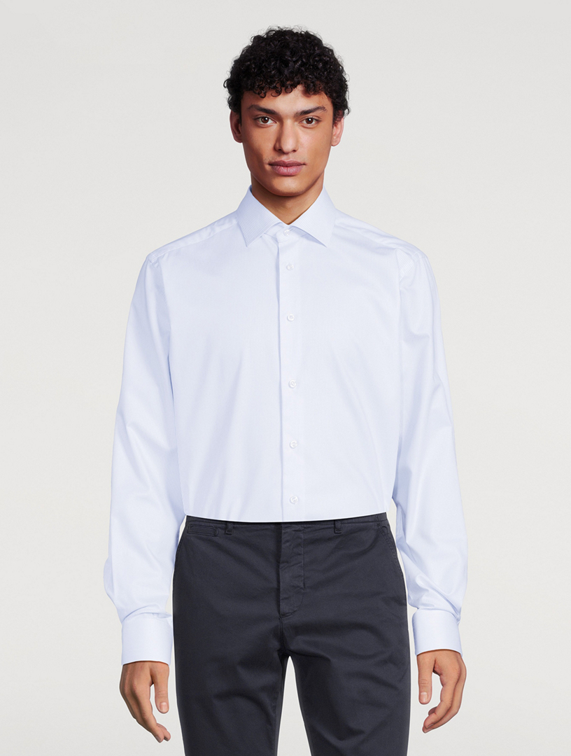 Contemporary Fit Striped Cotton Tencel™ Shirt