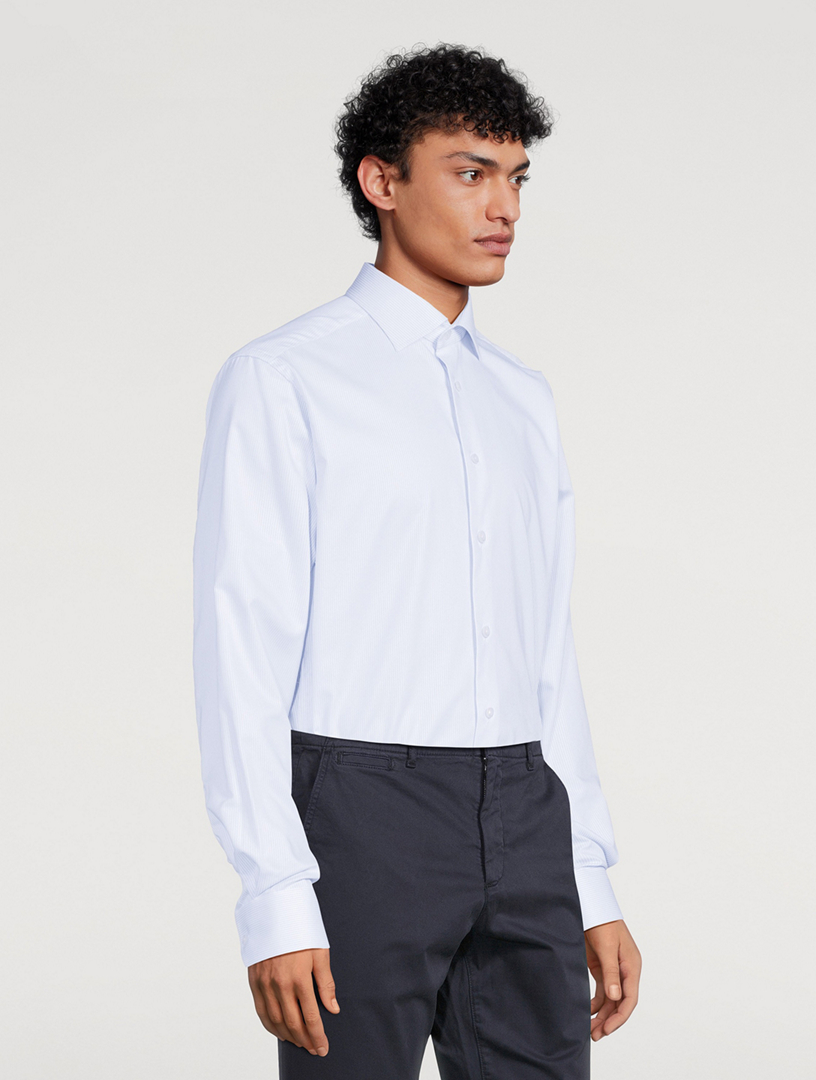 Contemporary Fit Striped Cotton Tencel™ Shirt