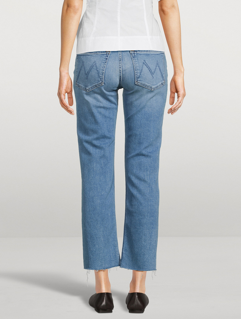 The Mid-Rise Rider Flood Straight-Leg Fray Jeans