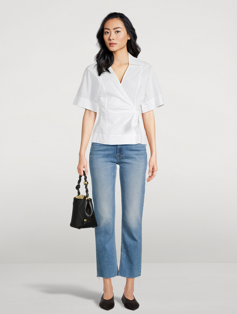 The Mid-Rise Rider Flood Straight-Leg Fray Jeans