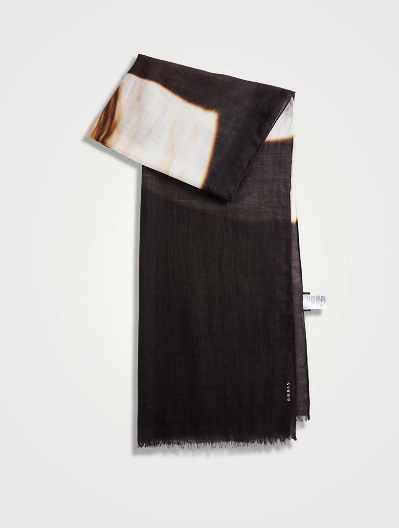 Cashmere And Silk Scarf In Mocca Loop Print