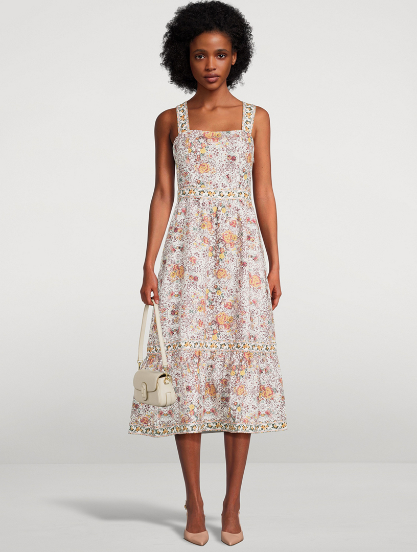 Fiori Midi Dress In Floral Paisley Print
