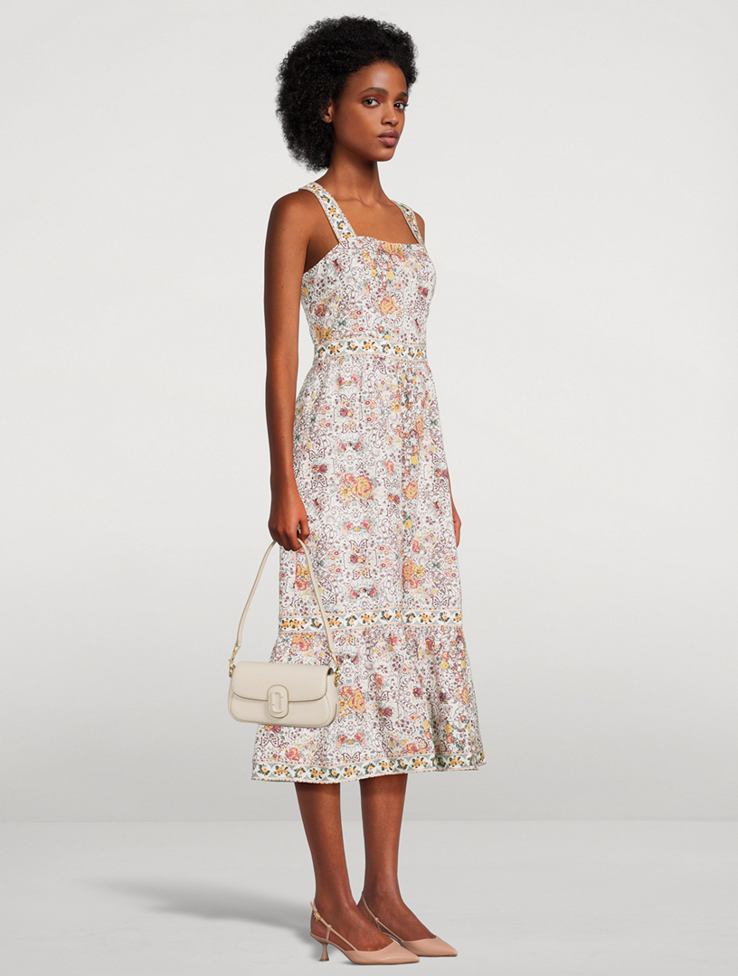 paige fiori linen midi dress NWT PAIGE Fiori Tiered MIDI Floral Cotton Linen Dress Anthropologie 0