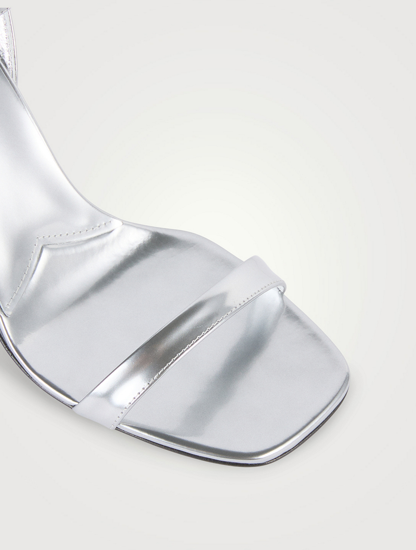 Logo-Heel Metallic Sandals