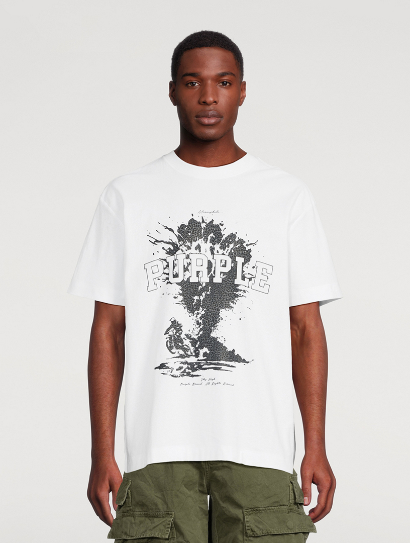 Cotton Jersey T-Shirt With Sky High Print