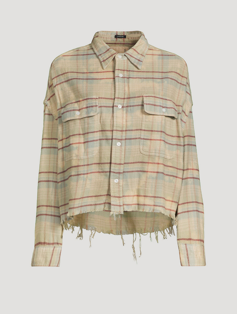 Cropped Shirt Plaid Print