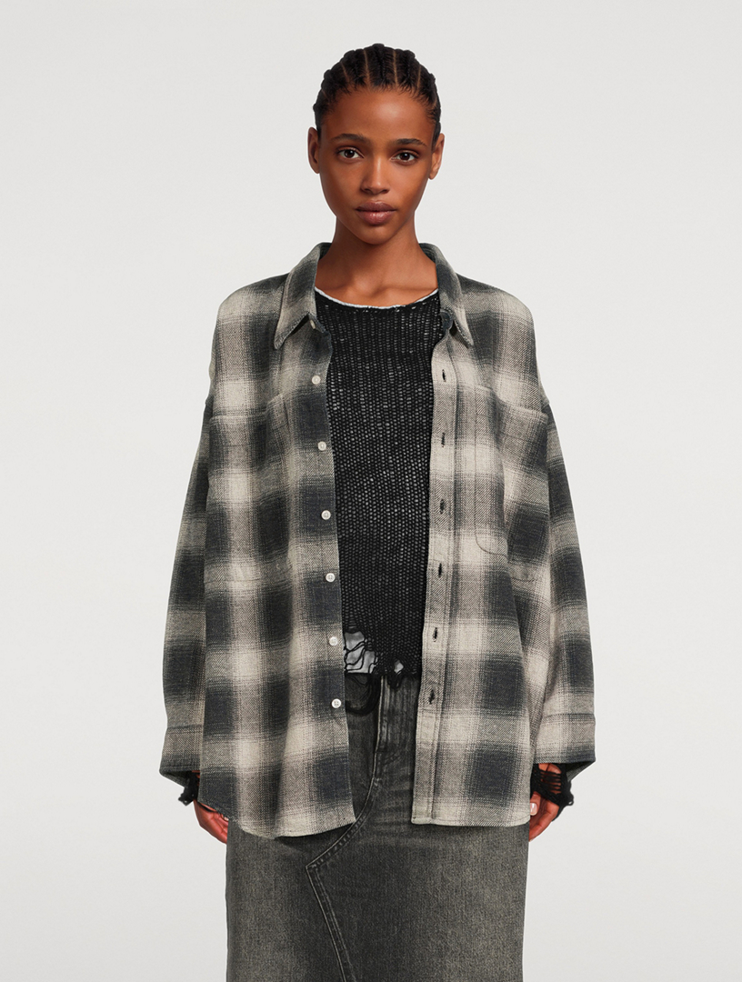 Oversized Shirt Plaid Print