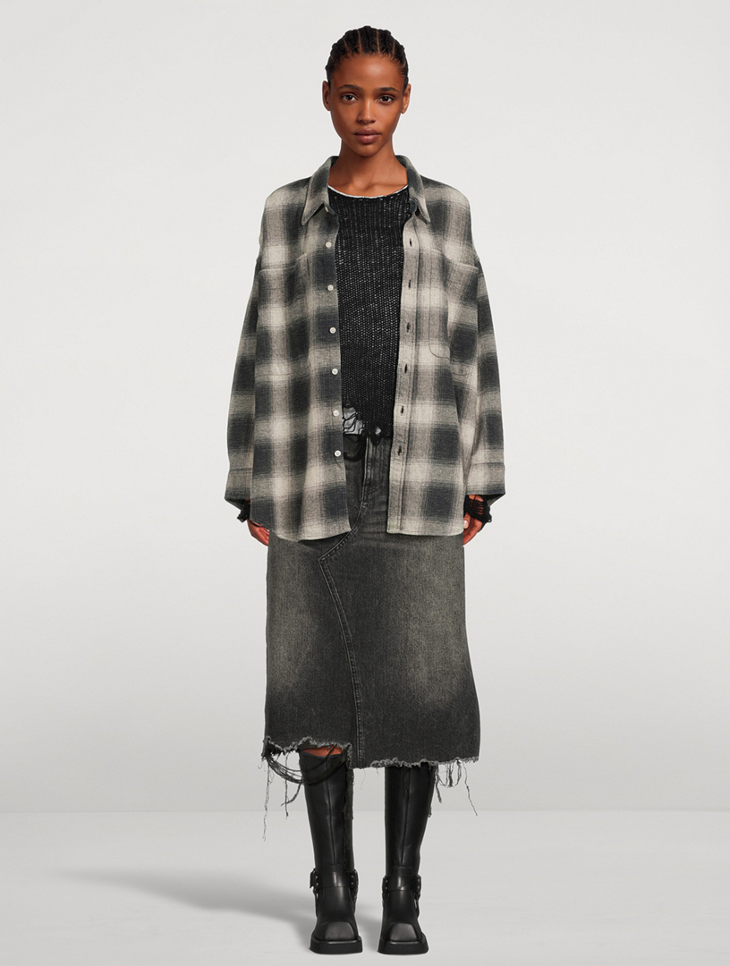 Oversized Shirt Plaid Print