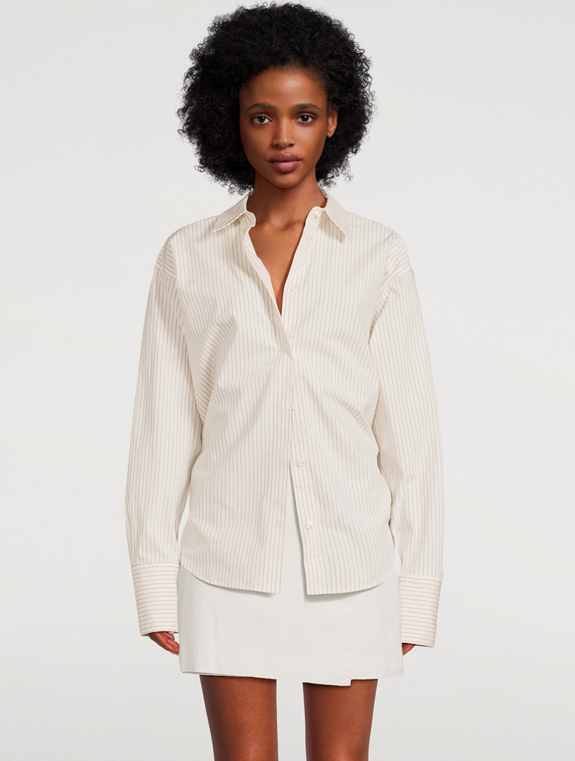 Oversized Poplin Shirt Stripe Print