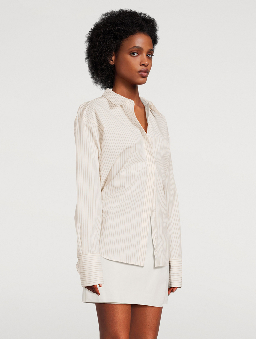 Oversized Poplin Shirt Stripe Print