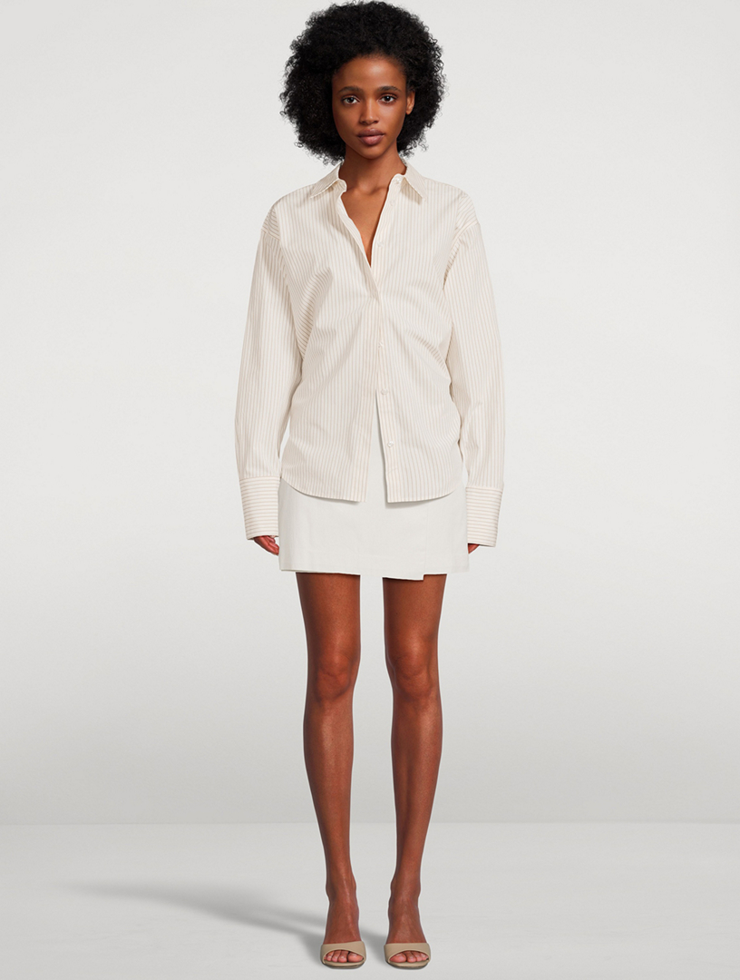 Oversized Poplin Shirt Stripe Print