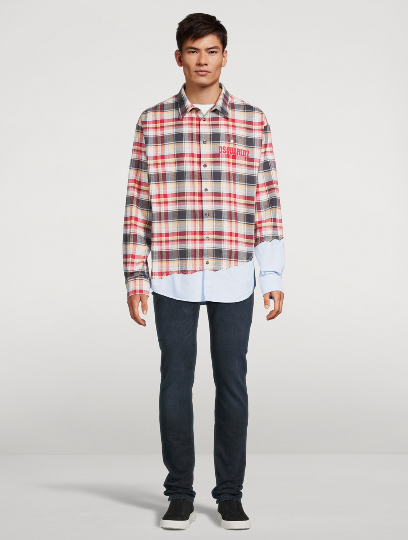 Rugged Patchwork Shirt Check Print
