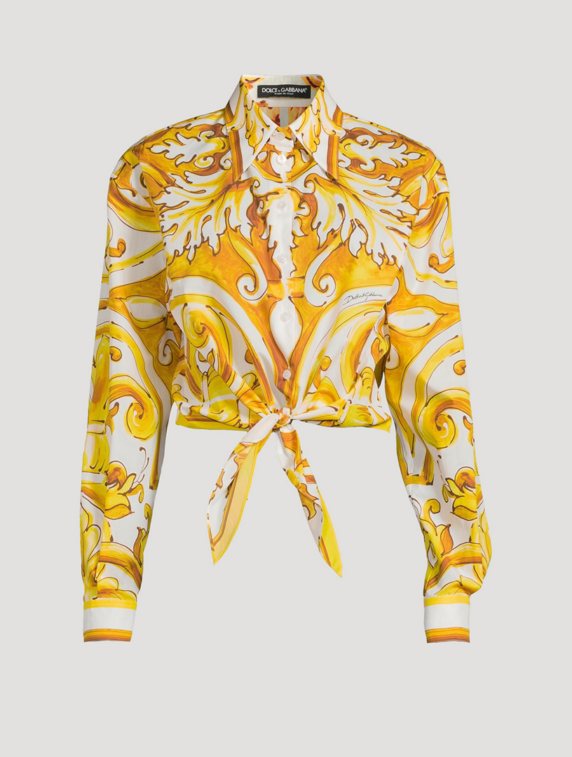 DOLCE GABBANA Tie Front Shirt In Majolica Print Holt Renfrew