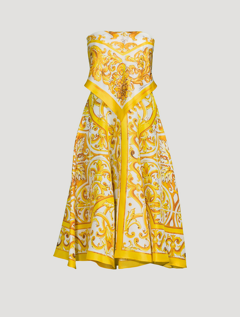 Silk Midi Dress In Majolica Print