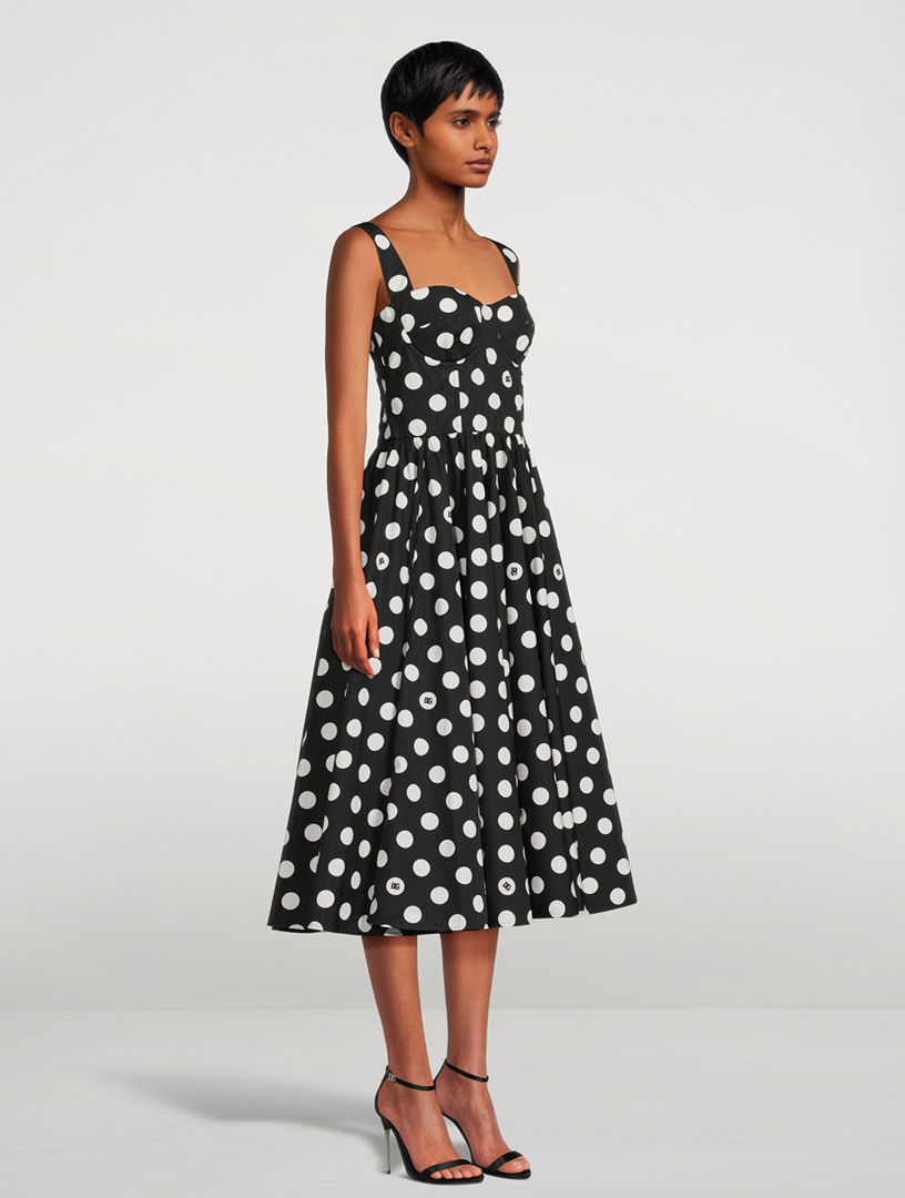 DOLCE GABBANA Poplin Corset Midi Dress In Polka Dot Print Holt Renfrew