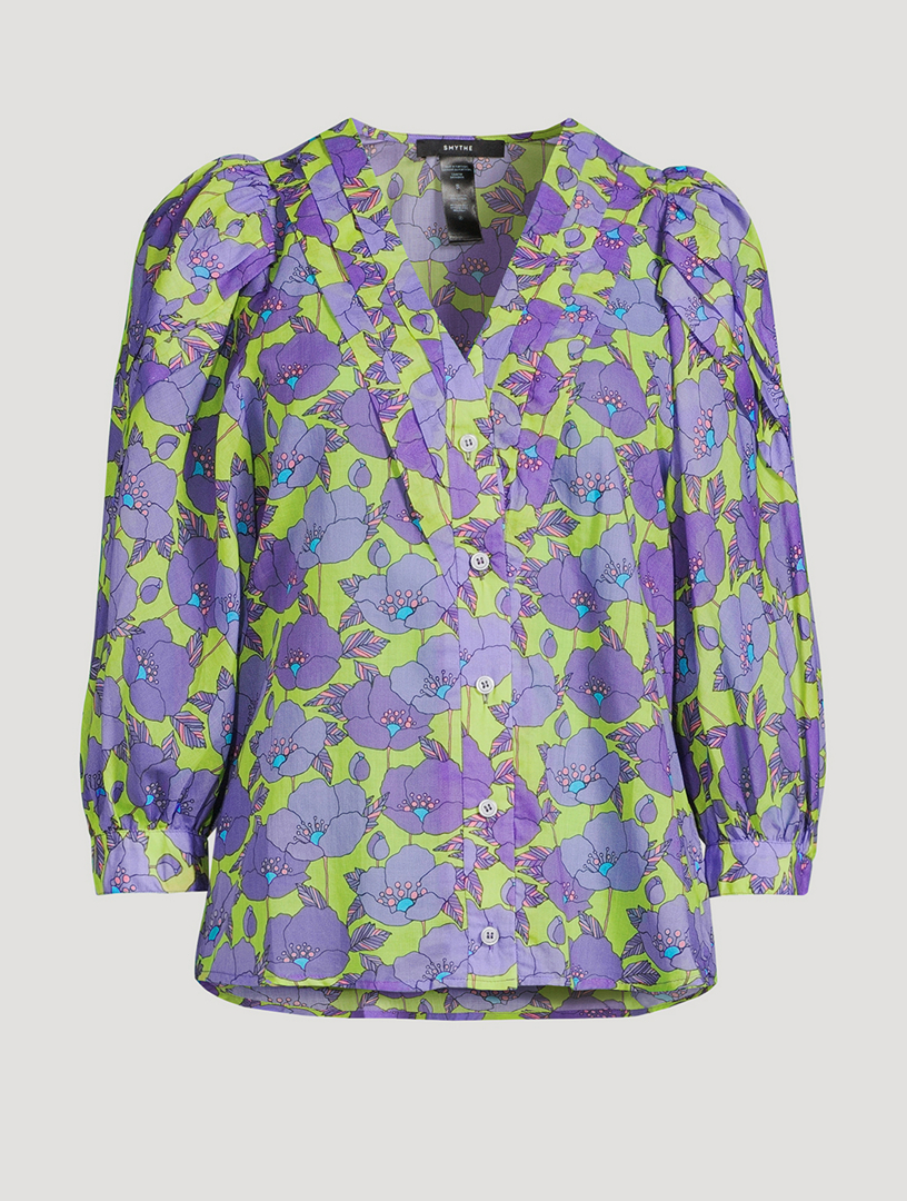 V-Neck Frontier Blouse Floral Print