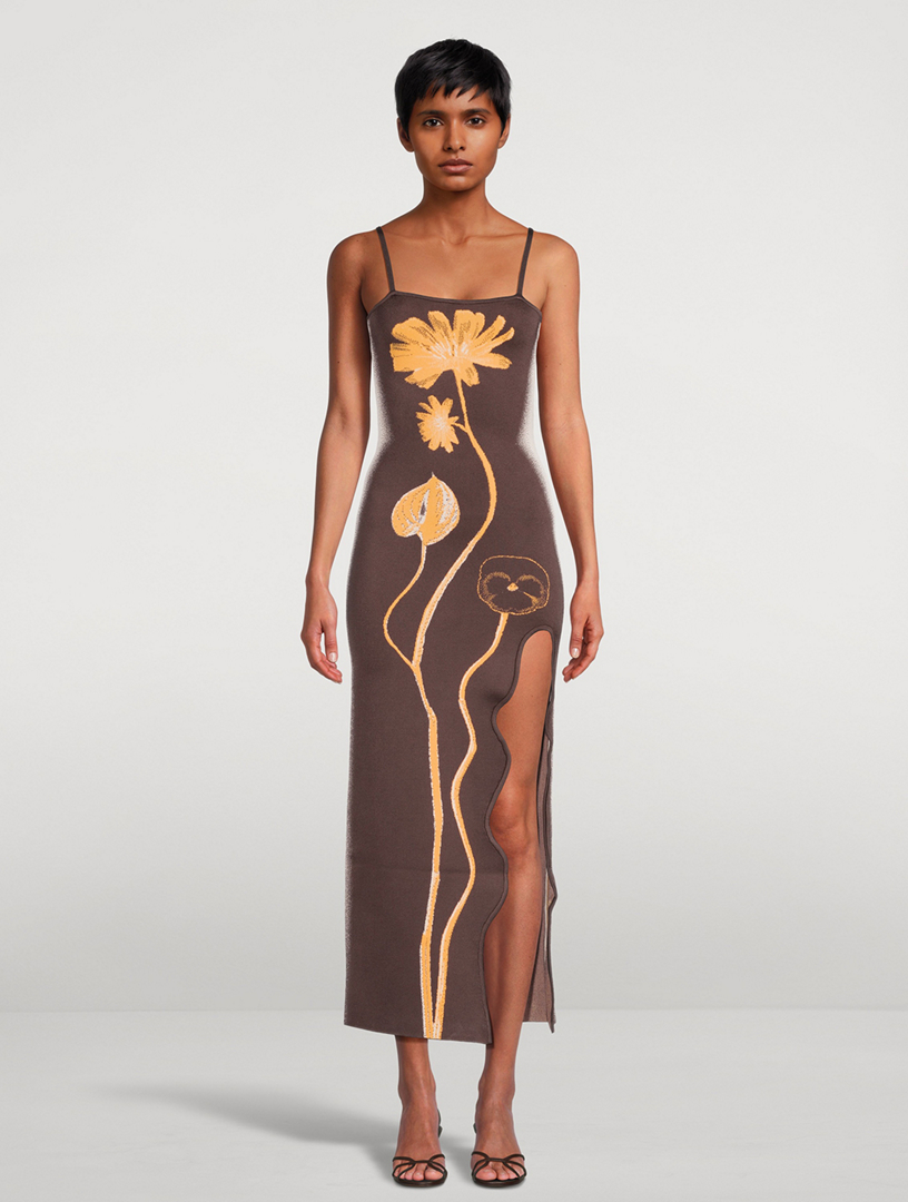 Iris Flower Print Maxi Dress