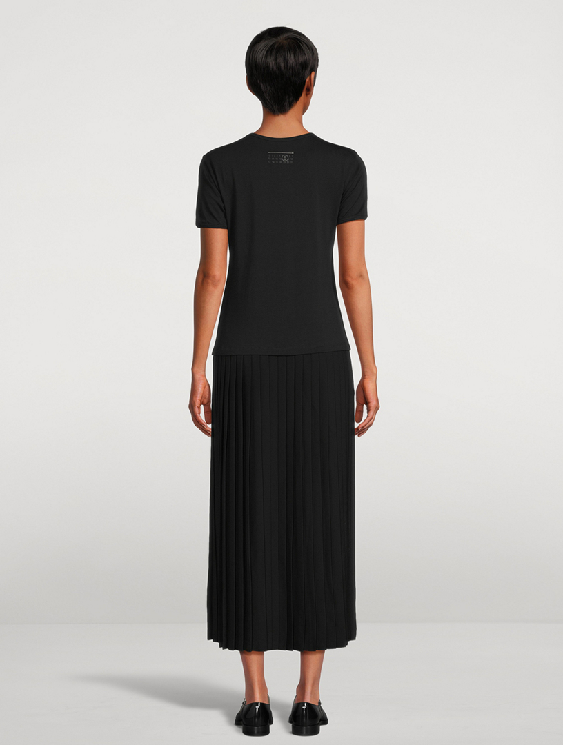 Pleated Skirt Midi Dress