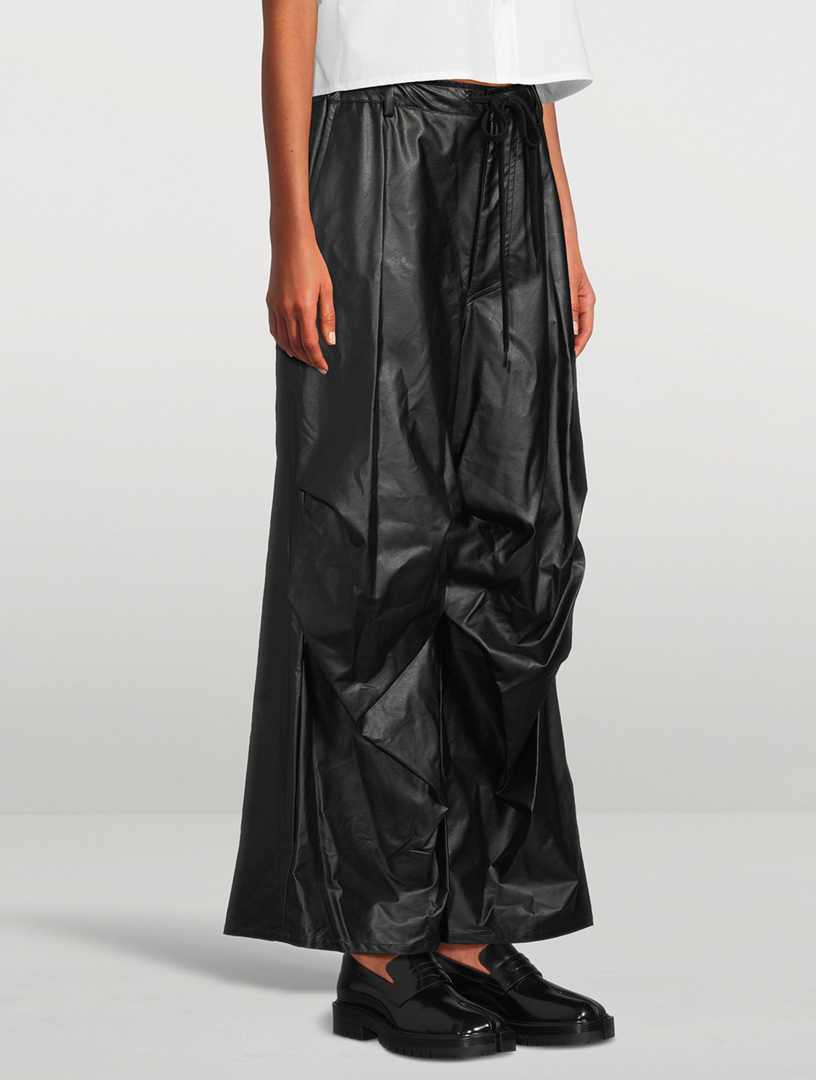 Black Paneled Leather Pants by MM6 Maison Margiela on Sale