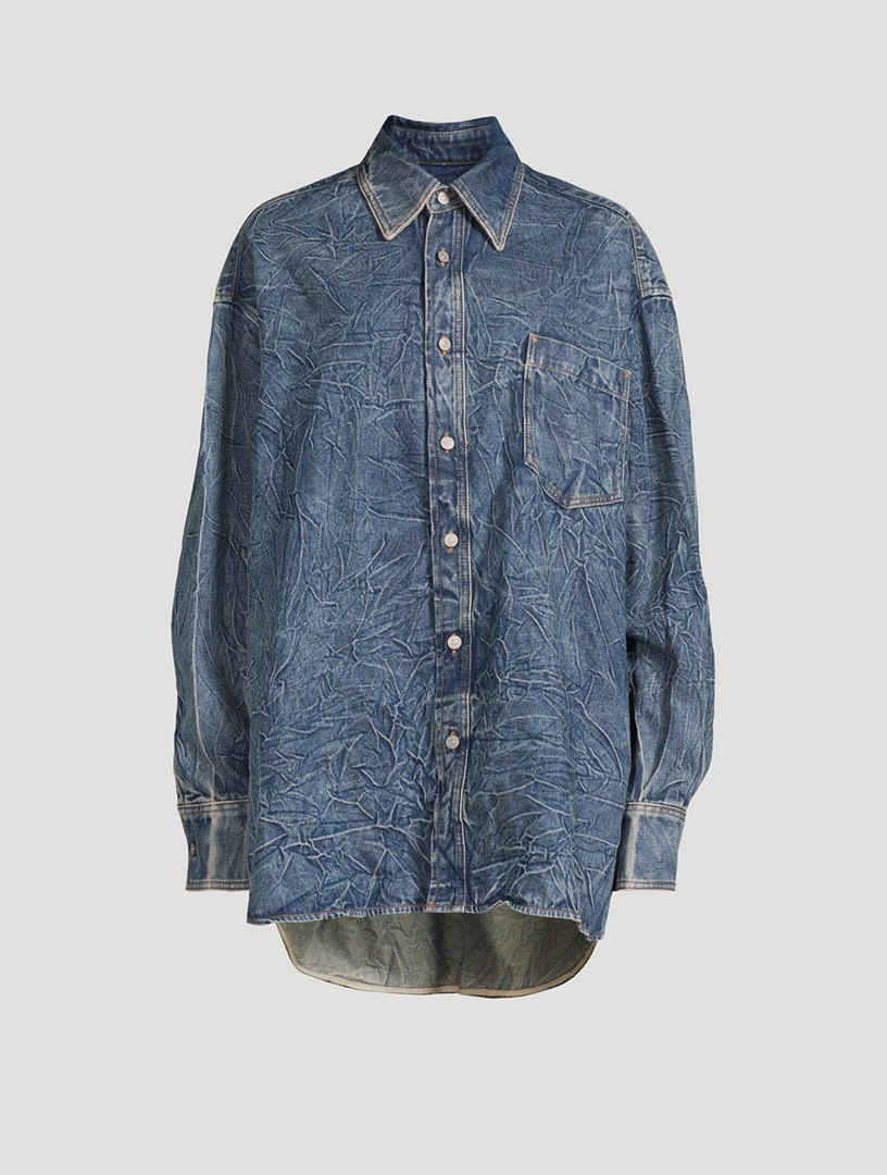 Oversized Crinkle Denim Shirt
