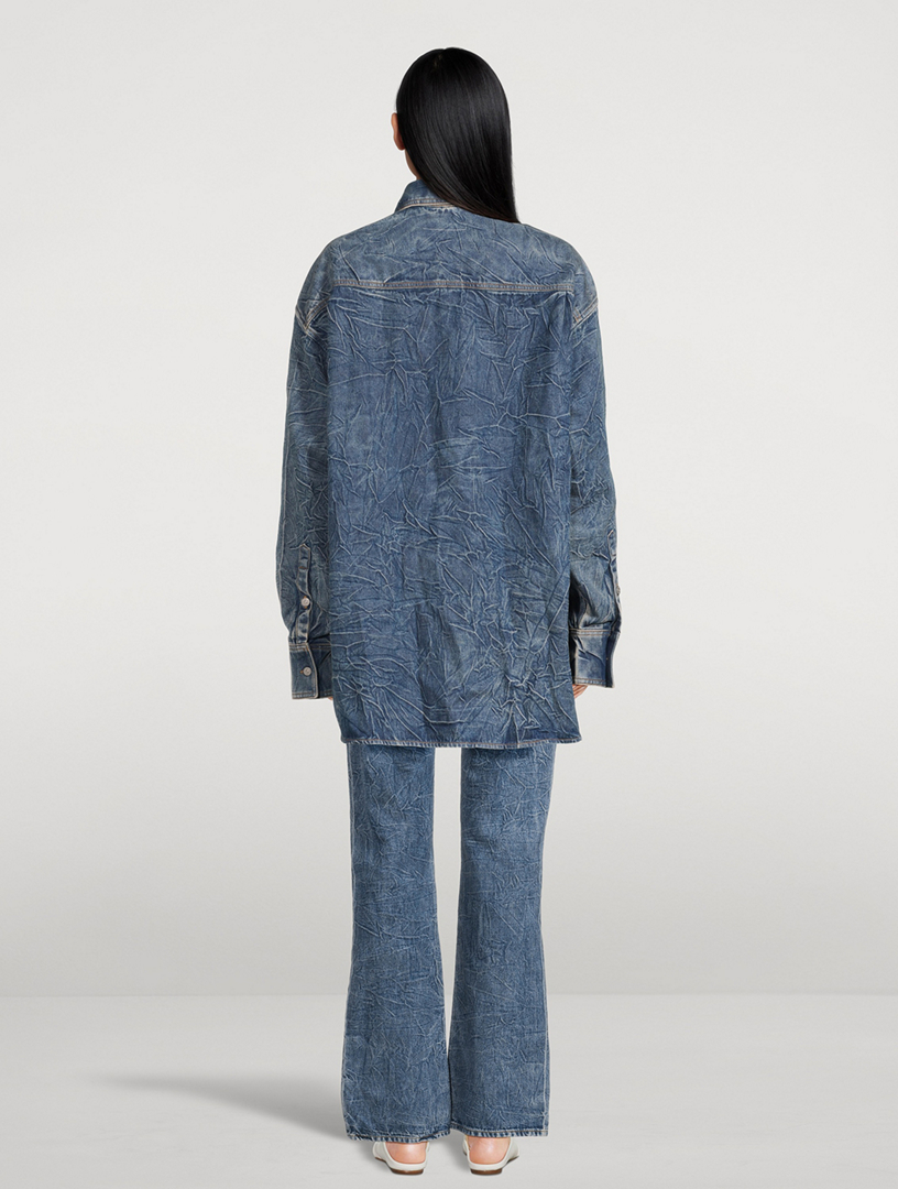 Oversized Crinkle Denim Shirt