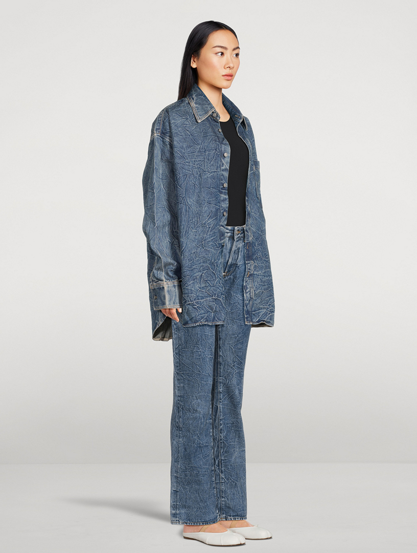 Oversized Crinkle Denim Shirt