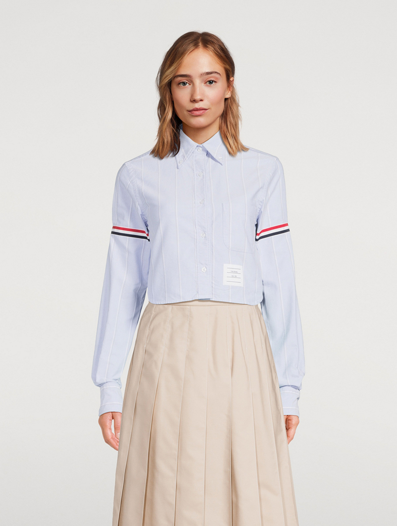 Cropped Oxford Shirt Stripe Print