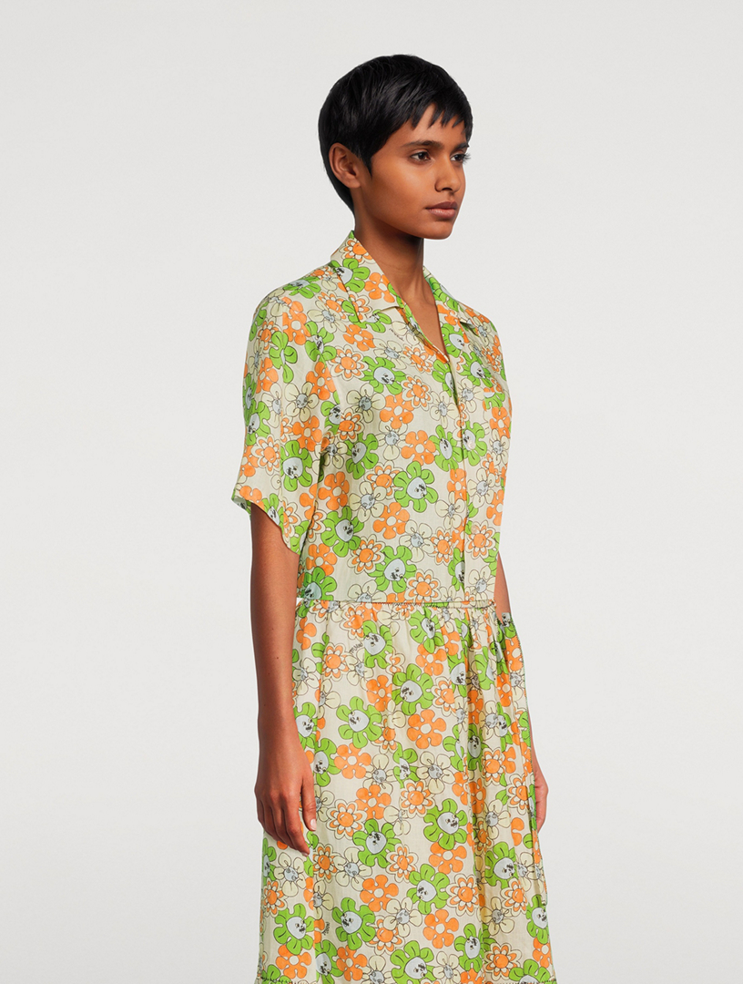 Linen Camp Shirt Floral Print