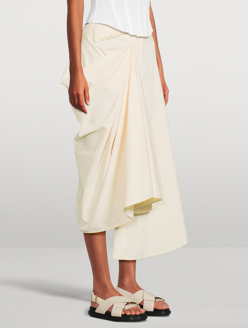 Asymmetric Organic Toile Midi Skirt