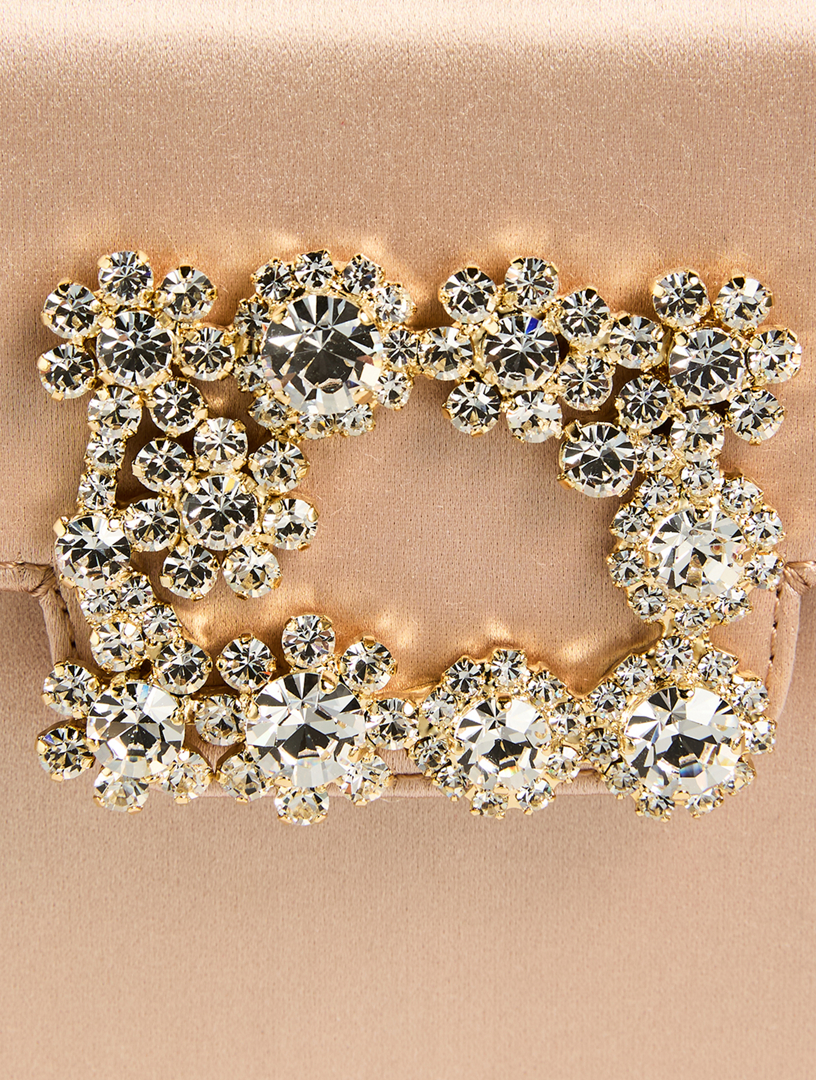 Mini Flower Strass Satin Top Handle Clutch