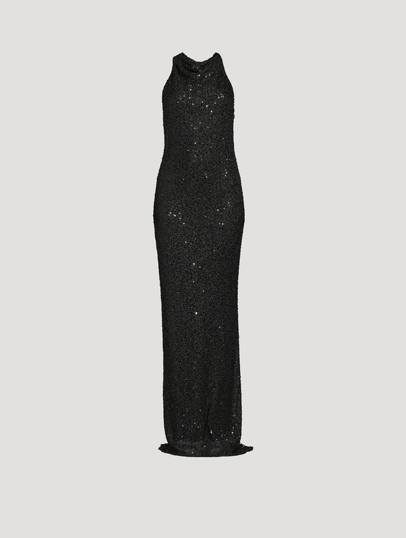 Nixie Sequin Halter Gown
