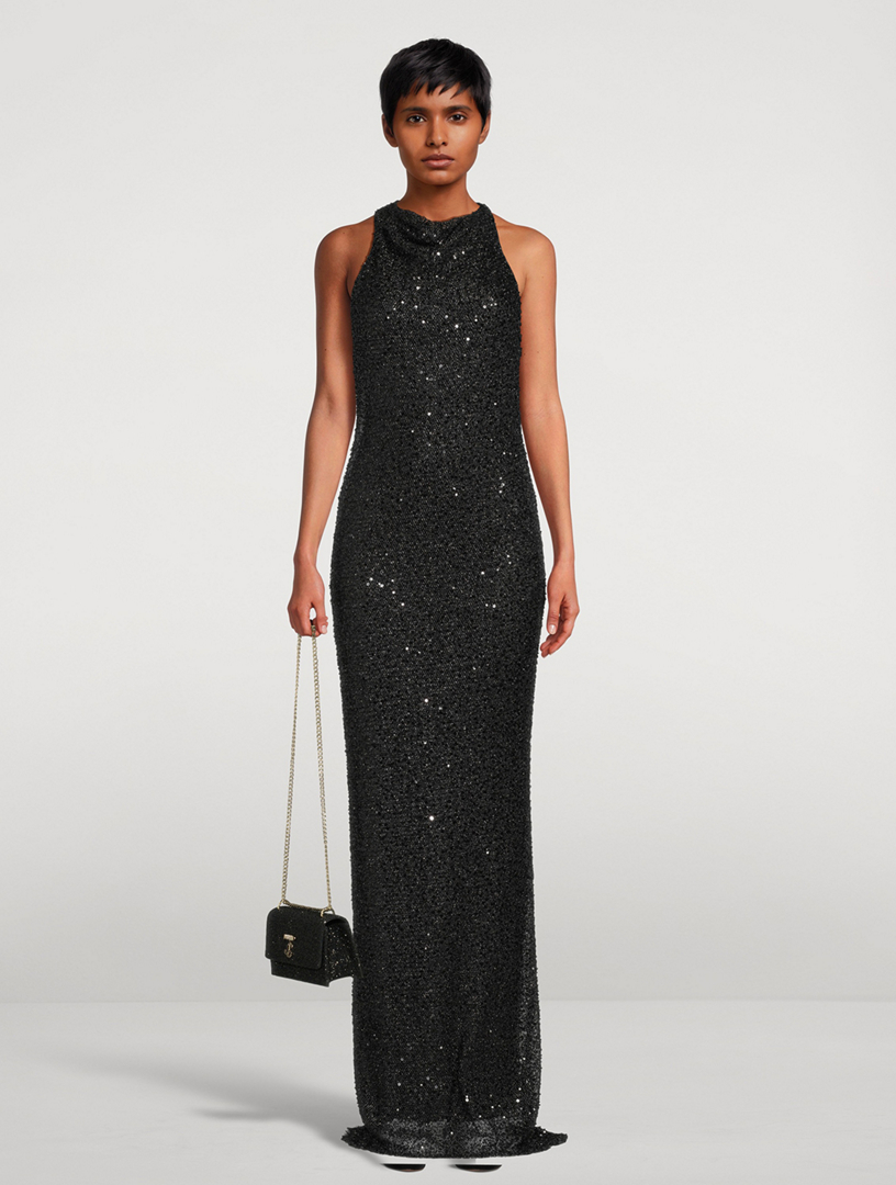 Nixie Sequin Halter Gown