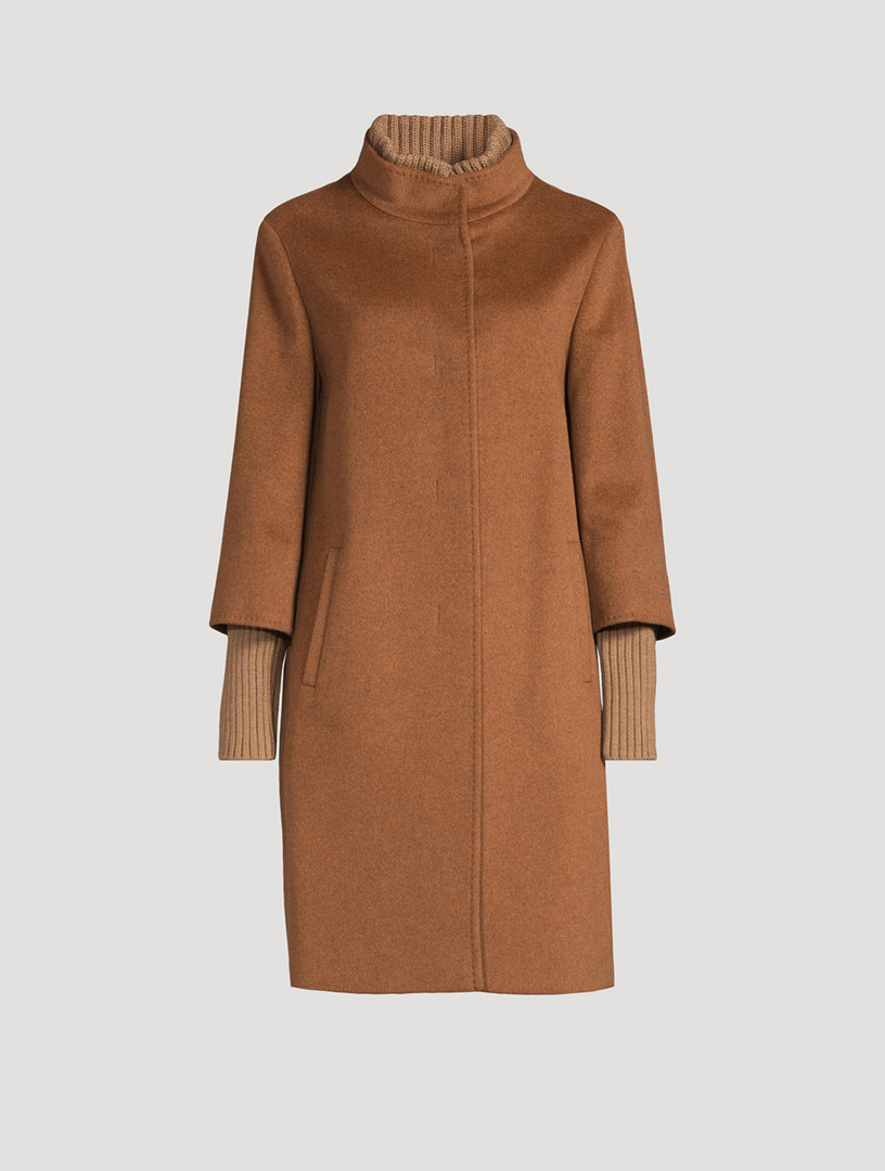 CINZIA ROCCA Wool Coat With Rib Knit Trim