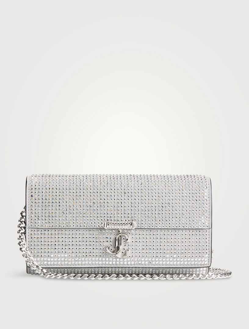 JIMMY CHOO Avenue Embellished Leather Wallet On Chain