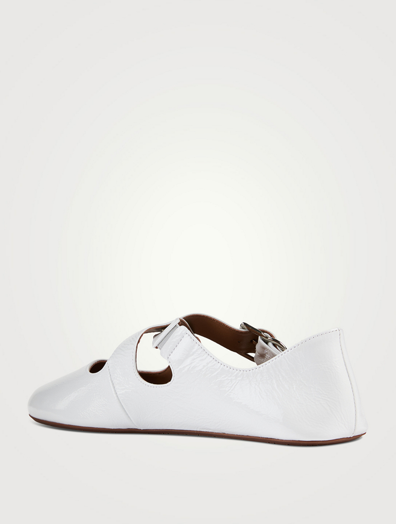 Criss Cross Patent Leather Ballet Flats